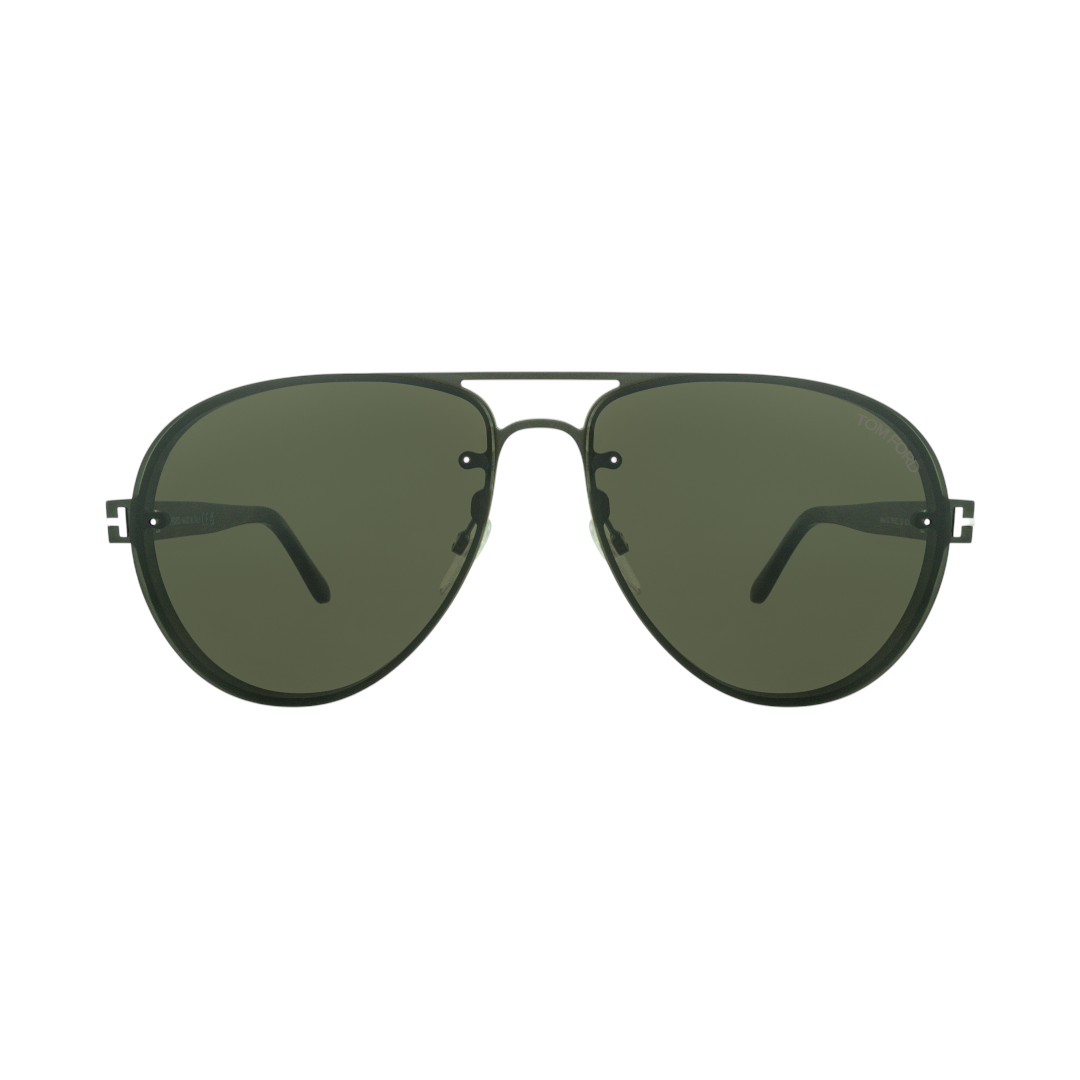 Tom Ford Alexei-02 TF 622 Oversized Aviator Sunglasses Ruthenium/Havana Front View – The Ocular Store