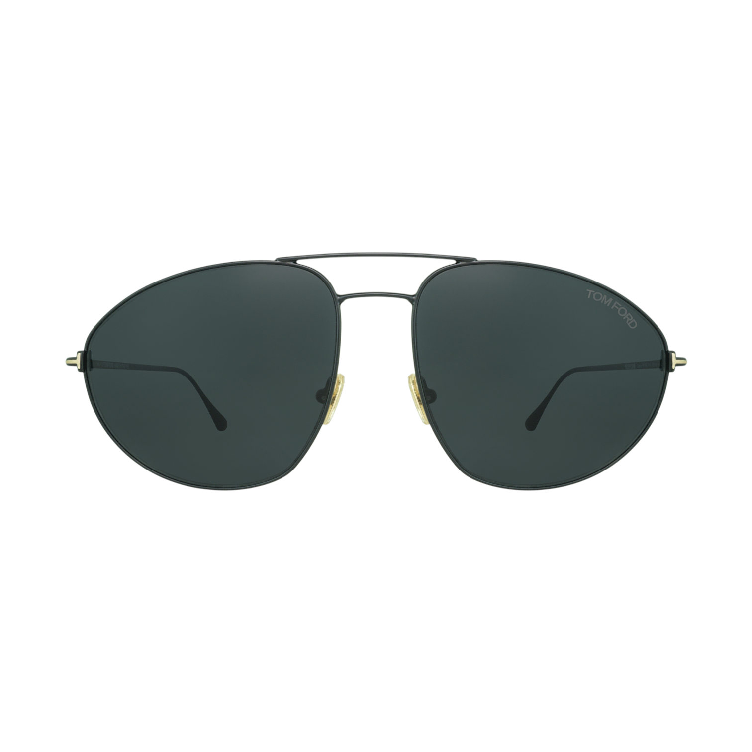 Tom Ford Cobra sunglasses in a minimalist pilot style, featuring a double bridge and dark tinted lenses