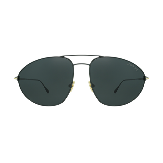 Tom Ford Cobra sunglasses in a minimalist pilot style, featuring a double bridge and dark tinted lenses