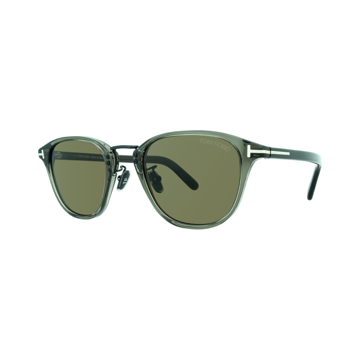 Tom Ford FT1049-D 20J Shiny Grey Square Sunglasses, Roviex Brown Lenses