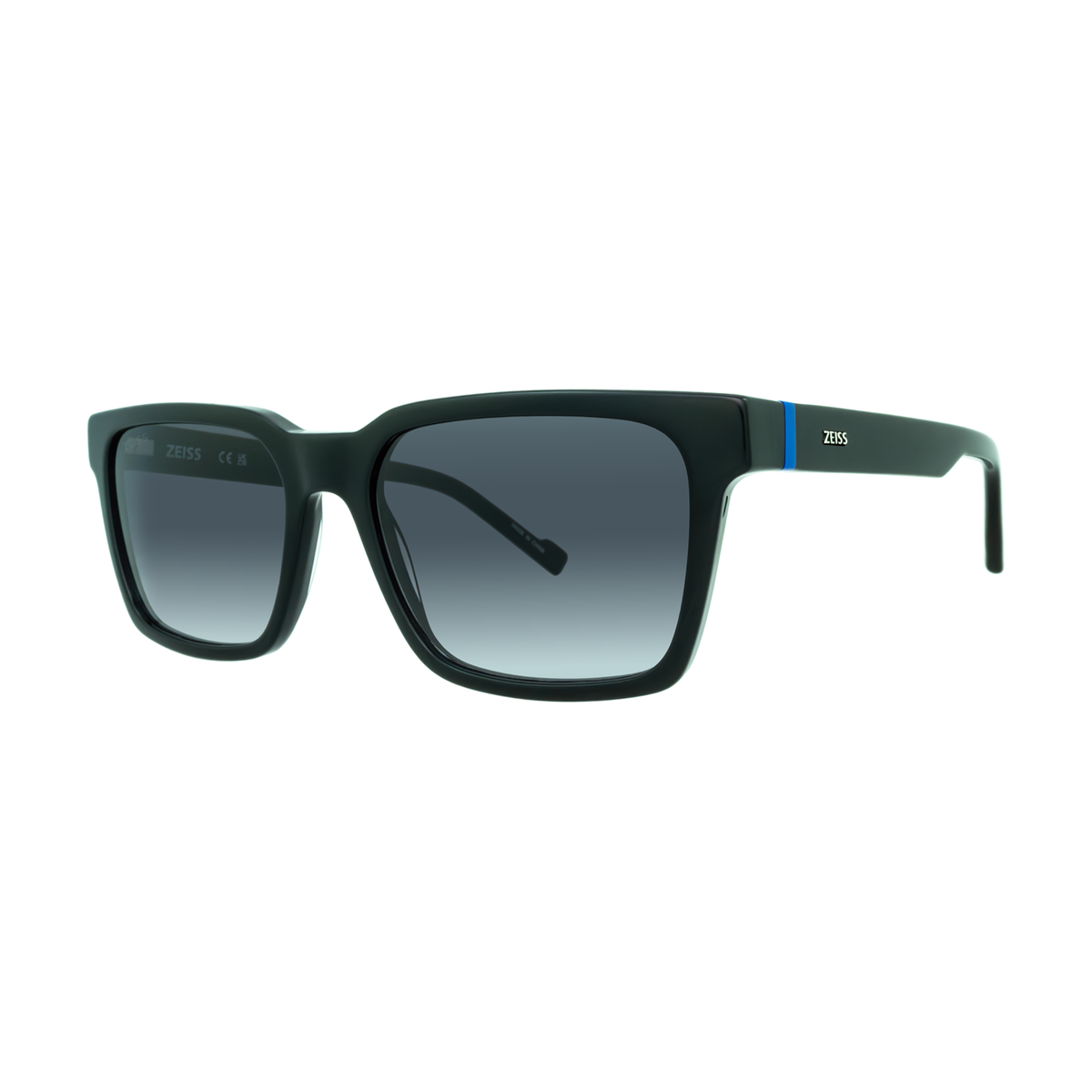 ZEISS ZS23527S 001 Black Square Sunglasses with Grey Gradient Lenses side view